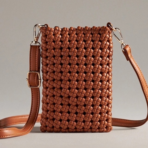 Anthropologie Handbags - The Kalani Woven Knot Bag in Tan Cell Phone Edition NWOT